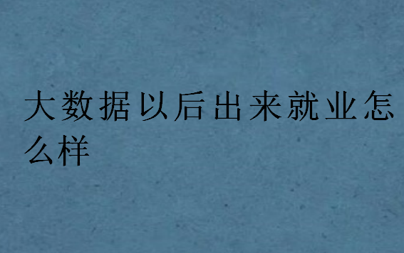 大數(shù)據(jù)以后出來就業(yè)怎么樣