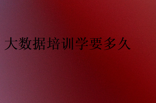 大數(shù)據(jù)培訓(xùn)學(xué)要多久